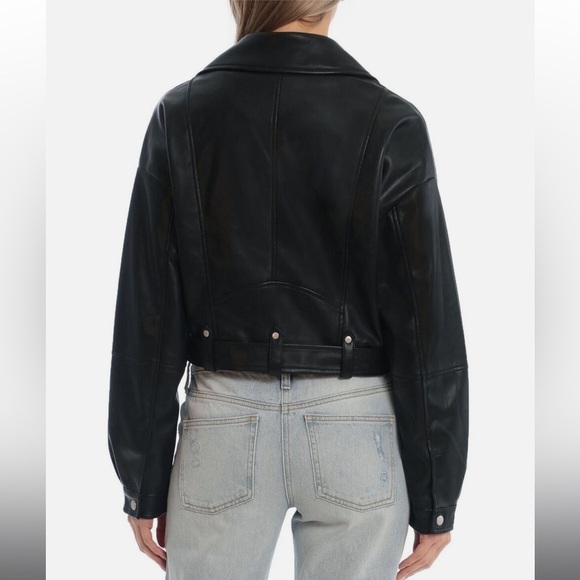 Avec Les Filles - Oversized Faux Leather Cropped Biker Moto Jacket - Size Small​ - Picture 3 of 7